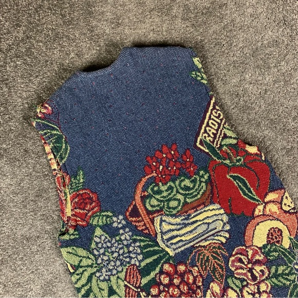 Sugar Street Weavers Sleeveless Cardigan Sweater Garden Fruit Vegetables OS - Picture 7 of 11